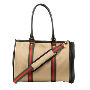 JL Duffel - Khaki with Stripe - Posh Puppy Boutique