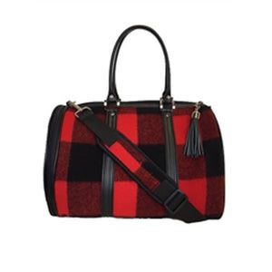 JL Duffel - Red Buffalo Wool Plaid - Posh Puppy Boutique