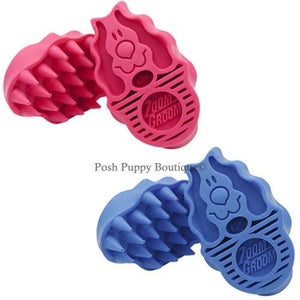 Kong Zoom Groom Natural Rubber Pet Grooming Brushes - Raspberry - Posh Puppy Boutique