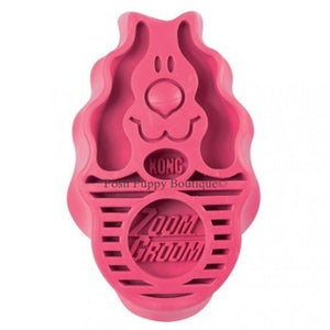 Kong Zoom Groom Natural Rubber Pet Grooming Brushes - Raspberry - Posh Puppy Boutique