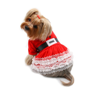 Lace Ruffles Puffy Sleeves Christmas Dress - Posh Puppy Boutique