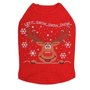 Let it Snow - Red Nose Reindeer Rhinestone Tank - Many Colors - Posh Puppy Boutique