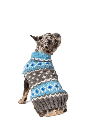 Light Blue Fairisle Dog Sweater - Posh Puppy Boutique