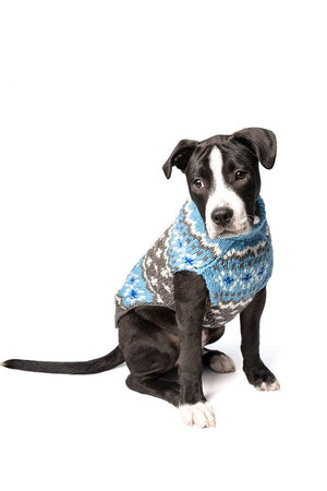 Light Blue Fairisle Dog Sweater - Posh Puppy Boutique