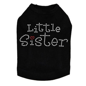 Little Sister with Red Heart Rhinestone Dog Tank - Many Colors - Posh Puppy Boutique