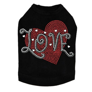 Love Red Heart Rhinestone Dog Tank - Many Colors - Posh Puppy Boutique