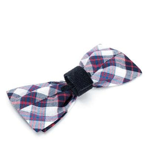 Madras Plaid Navy/Red/White Bow Tie - Posh Puppy Boutique