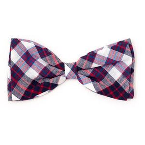 Madras Plaid Navy/Red/White Bow Tie - Posh Puppy Boutique