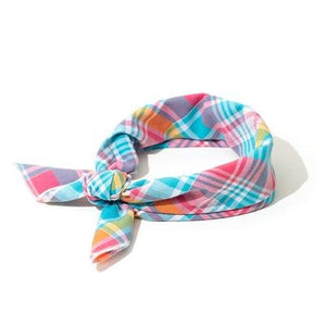 Madras Plaid Turquoise/Pink/Multi Bandana - Posh Puppy Boutique