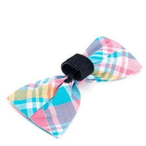 Madras Plaid Turquoise/Pink/Multi Bow Tie - Posh Puppy Boutique