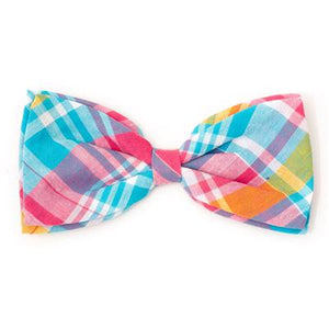 Madras Plaid Turquoise/Pink/Multi Bow Tie - Posh Puppy Boutique