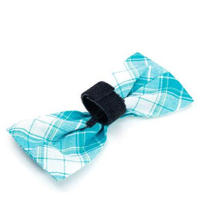 Madras Plaid Turquoise/White Bow Tie - Posh Puppy Boutique