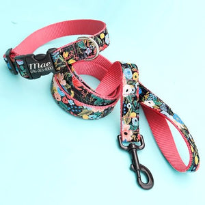 Mae Floral Voile Dog Collar With Matching Leashes - Posh Puppy Boutique