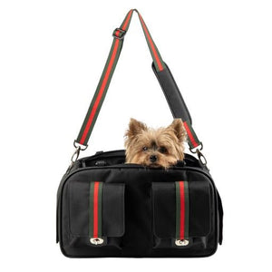 Marlee 2 Black with Stripe Carrier - Posh Puppy Boutique