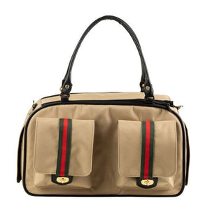 Marlee 2 Khaki with Stripe Carrier - Posh Puppy Boutique