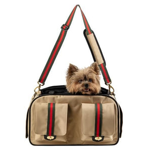 Marlee 2 Khaki with Stripe Carrier - Posh Puppy Boutique