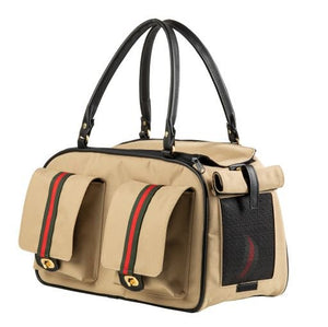 Marlee 2 Khaki with Stripe Carrier - Posh Puppy Boutique