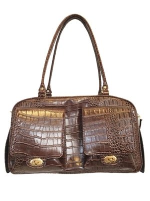 Marlee - Brown Croco Pet Carrier - Posh Puppy Boutique