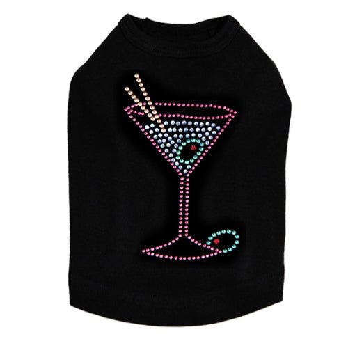 Martini Fuchsia with Blue Rhinestones Tank- Many Colors- Glass Only