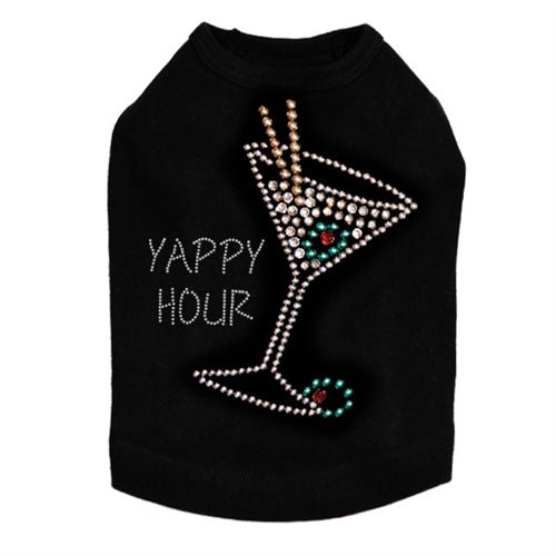 Martini Silver Rhinestones Tank- Many Colors- Yappy Hour