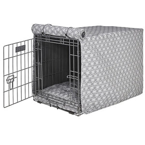 Mercury Micro Jacquard Luxury Crate Cover with Mercury Piping - Posh Puppy Boutique