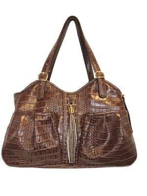 Metro - Brown Croco with Tassel Pet Carrier - Posh Puppy Boutique