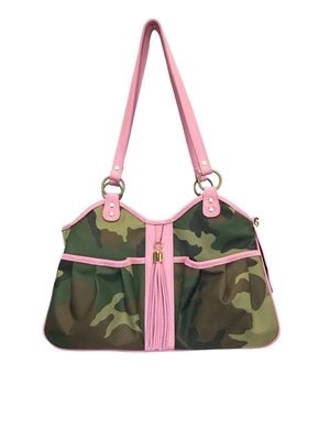 Metro - Camo w - Pink Leather Tassel & Trim - Posh Puppy Boutique