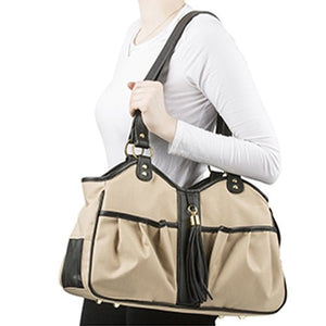 Metro Khaki Metro Couture with Black Leather Trim & Tassel - Posh Puppy Boutique