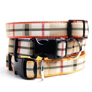 Mimi Green 'Scotty' Plaid Dog Collars - Tan - Posh Puppy Boutique