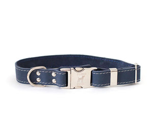 Navy Quick - Release Leather Collar - Posh Puppy Boutique