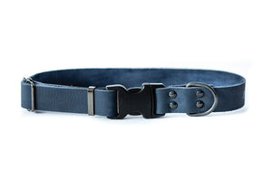 Navy Sport Quick - Release Leather Collar - Posh Puppy Boutique