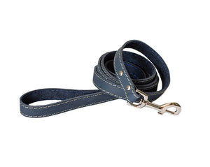 Navy Traditional Buckle Leather Collar - Posh Puppy Boutique