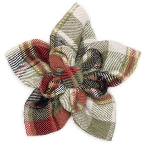 Olive Multi Plaid Flower Slider - Posh Puppy Boutique