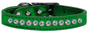 One Row AB Crystal Metallic Leather Collar in Many Colors - Posh Puppy Boutique