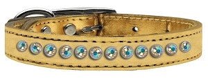 One Row AB Crystal Metallic Leather Collar in Many Colors - Posh Puppy Boutique