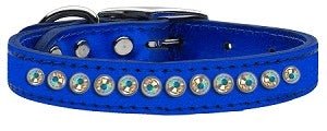 One Row AB Crystal Metallic Leather Collar in Many Colors - Posh Puppy Boutique