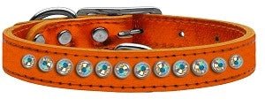 One Row AB Crystal Metallic Leather Collar in Many Colors - Posh Puppy Boutique