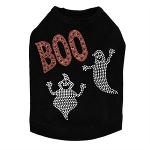 Orange Glitter Boo with Rhinestone Ghost Tank Top - Many Colors - Posh Puppy Boutique