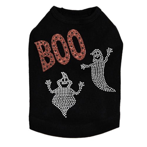 Orange Glitter Boo with Rhinestone Ghost Tank Top - Many Colors