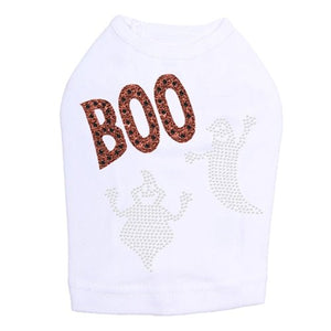 Orange Glitter Boo with Rhinestone Ghost Tank Top - Many Colors - Posh Puppy Boutique