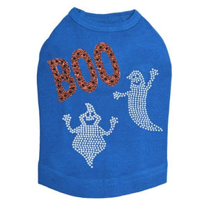 Orange Glitter Boo with Rhinestone Ghost Tank Top - Many Colors - Posh Puppy Boutique