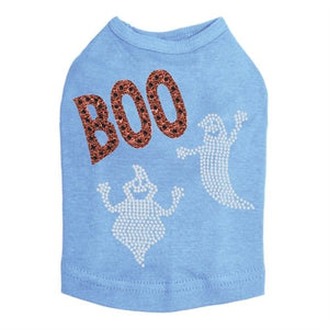 Orange Glitter Boo with Rhinestone Ghost Tank Top - Many Colors - Posh Puppy Boutique