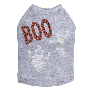 Orange Glitter Boo with Rhinestone Ghost Tank Top - Many Colors - Posh Puppy Boutique