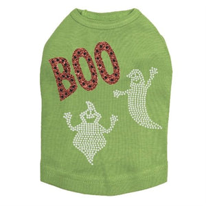 Orange Glitter Boo with Rhinestone Ghost Tank Top - Many Colors - Posh Puppy Boutique