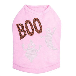 Orange Glitter Boo with Rhinestone Ghost Tank Top - Many Colors - Posh Puppy Boutique