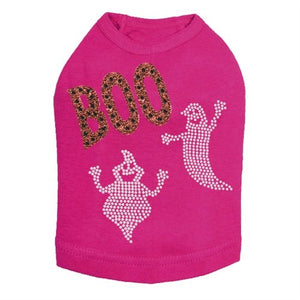 Orange Glitter Boo with Rhinestone Ghost Tank Top - Many Colors - Posh Puppy Boutique