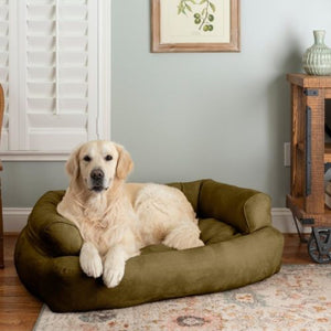 Overstuffed Luxury Dog Sofa in Luxury Microsuede Collection - Posh Puppy Boutique