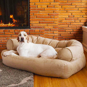 Overstuffed Luxury Dog Sofa in Luxury Microsuede Collection - Posh Puppy Boutique