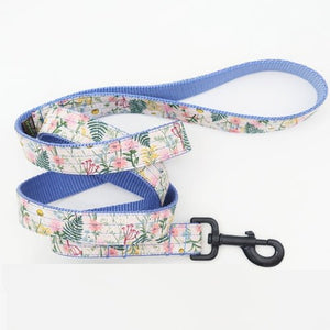 Pale Pink Daisy Floral Voile Dog Collar With Matching Leashes - Posh Puppy Boutique