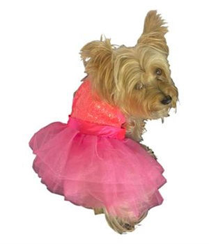 Palm Beach Neon Coral Sequin Tutu - Posh Puppy Boutique